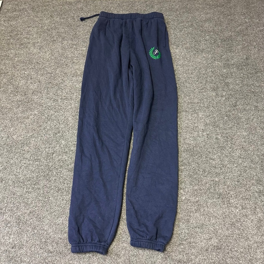 Pink Sweatpants Womens Size XS Navy Blue Laurel Wreath Logo Joggers Pockets